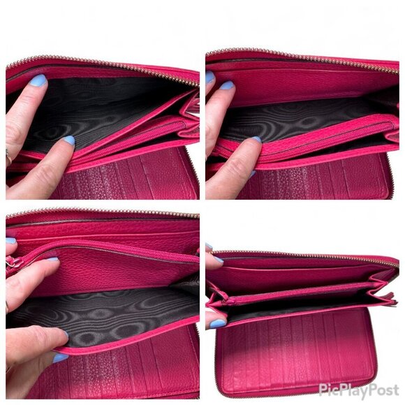 GUCCI Pebbled Leather Soho Zip Around Interlocking G Logo Long Wallet - Pink - Picture 13 of 16